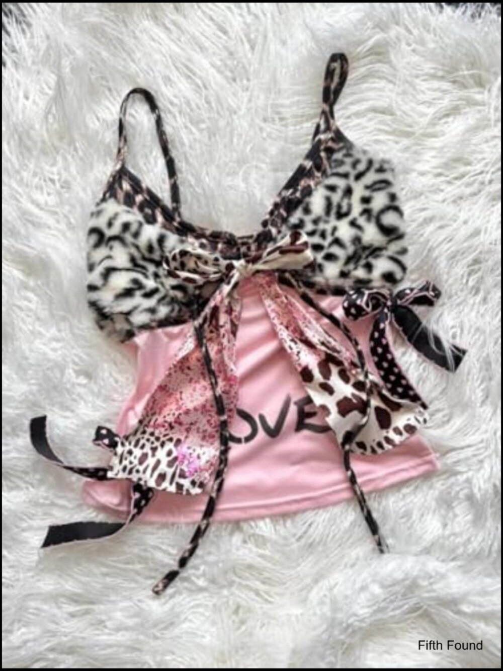 Vintage Harajuku Y2K Leopard Print Cami Top Whimsy Twee Tank Top - Picture 2 of 7